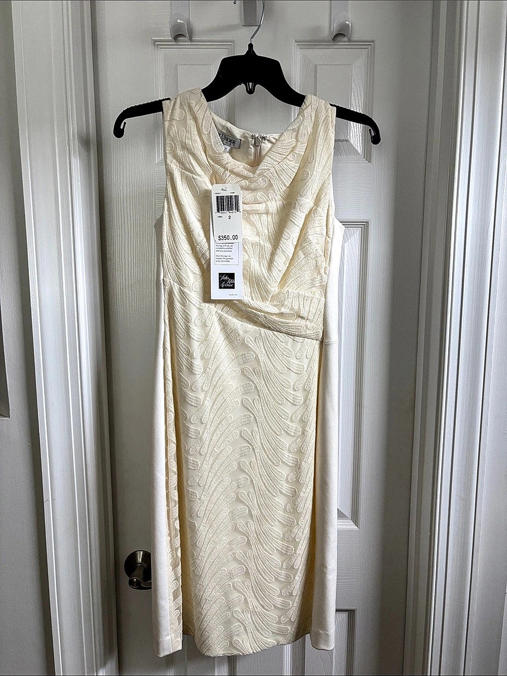 Kay Unger Ivory Abstract Midi Dress Size 2 NWT